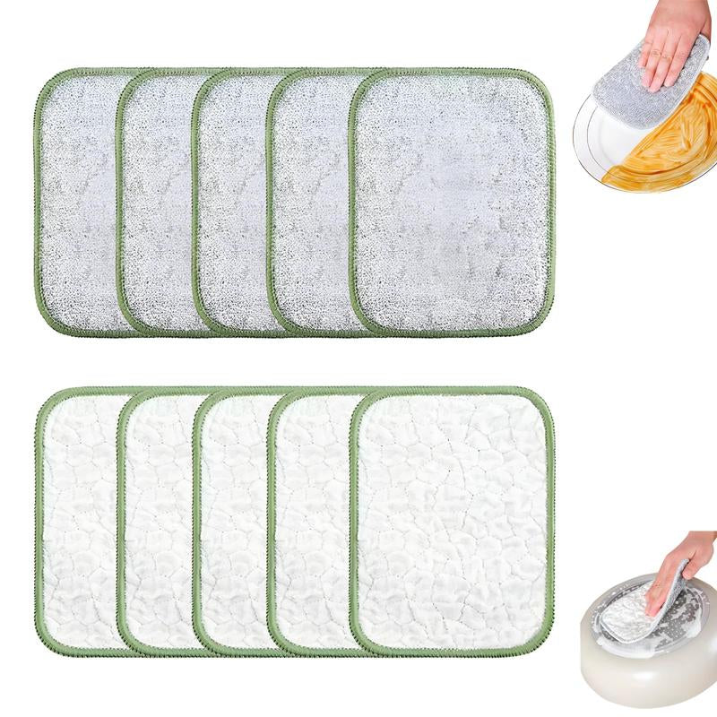 10 Pcs Multipurpose Wire Dishwashing Rags for Wet and Dry, Double Sided Wire Washing Cloth, Reusable Miracle Cleaning Cloths, Non Scratch Dishcloth for Home Kitchen, Sinks
