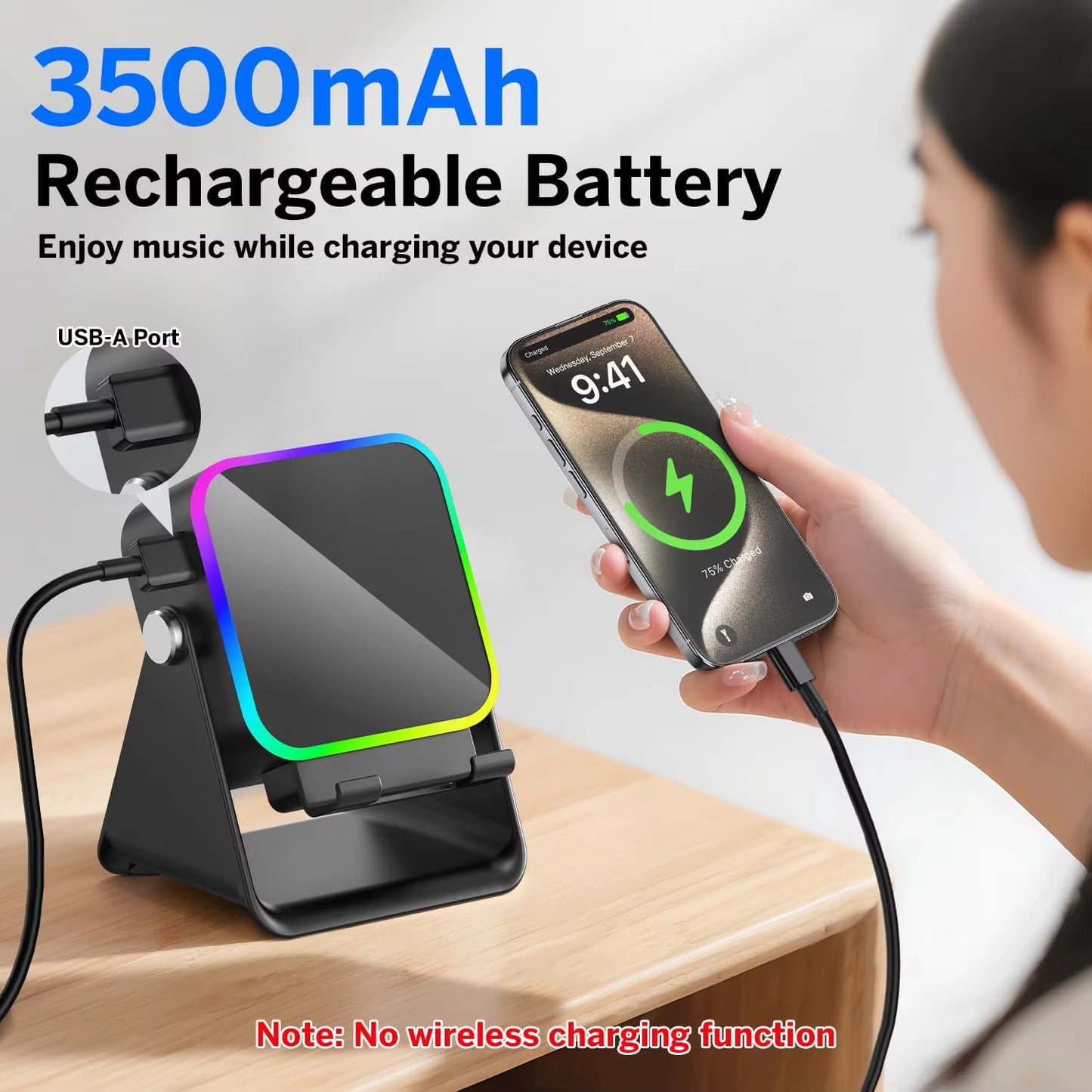 5 in 1 Auto-Induction Wireless Induction Speaker 8 Mode RGB Lights HIFI Sound Portable Bluetooth Phone Holder Christmas Gifts