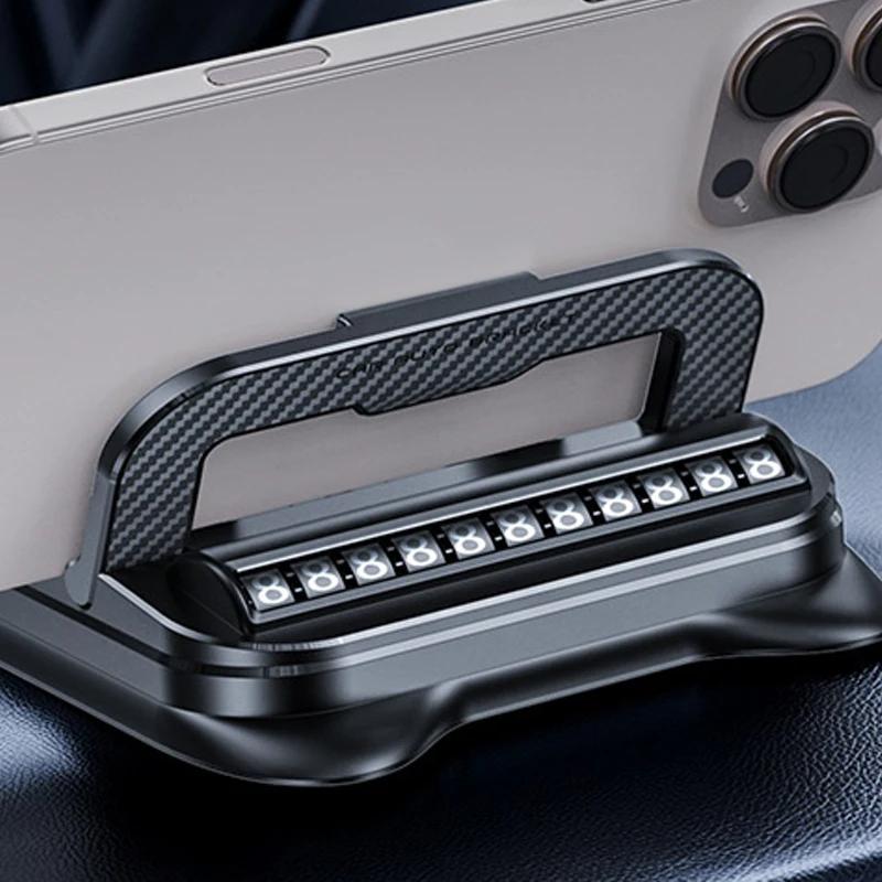 Suporte para Celular Automotivo, Suporte Portátil para Telefone, Estável e Durável. Função Integrada de Placa de Número para Estacionamento, Permite Alternar Rapidamente para Exibição do Número de Telefone.