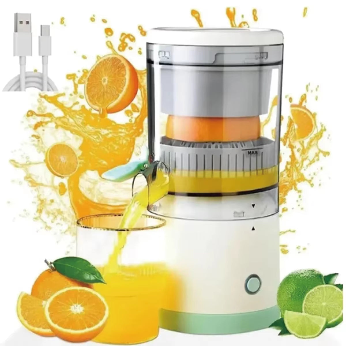 New Portable Home Juicer Fruit Juice Extractor, USB Rechargeableelectric Squeeze, High Juice Output for Orange,