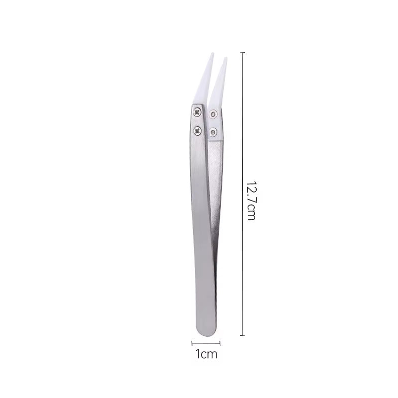 1200° Ceramic Tipped Stainless Steel Tweezers Tips Heat Pointed Resistant Tweezer Electronic Soldering Tweezers Fine Pointed Tip