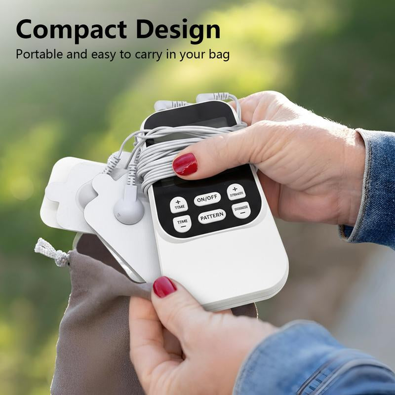 Muscle Massage Unit, 10 Modes Dual Channel, 30 Intensity Levels, Compact Rechargeable Body Massager with 4 Pads