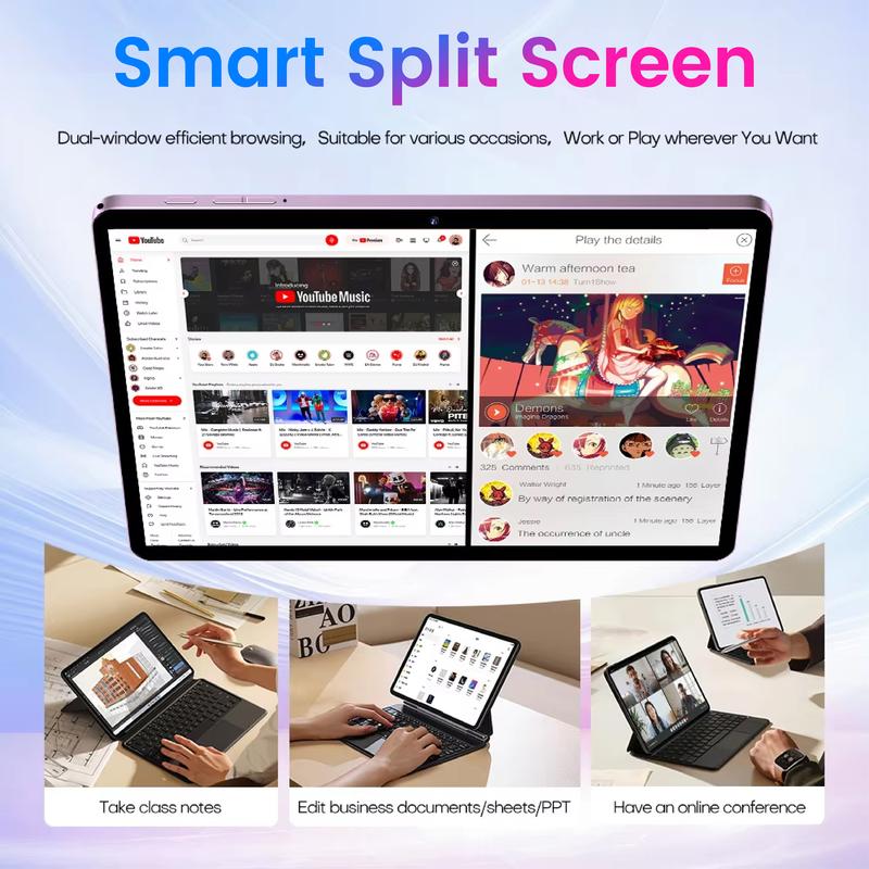 Presente de Ano Novo 2026 — Tablet X9 com 256GB de ROM, Tela Touchscreen, Câmeras Duplas, Bluetooth, Capa com Teclado, Mouse e Caneta Stylus, 5G, Carregamento Type-C, Grande Armazenamento, Celular/Smartphone Portátil.