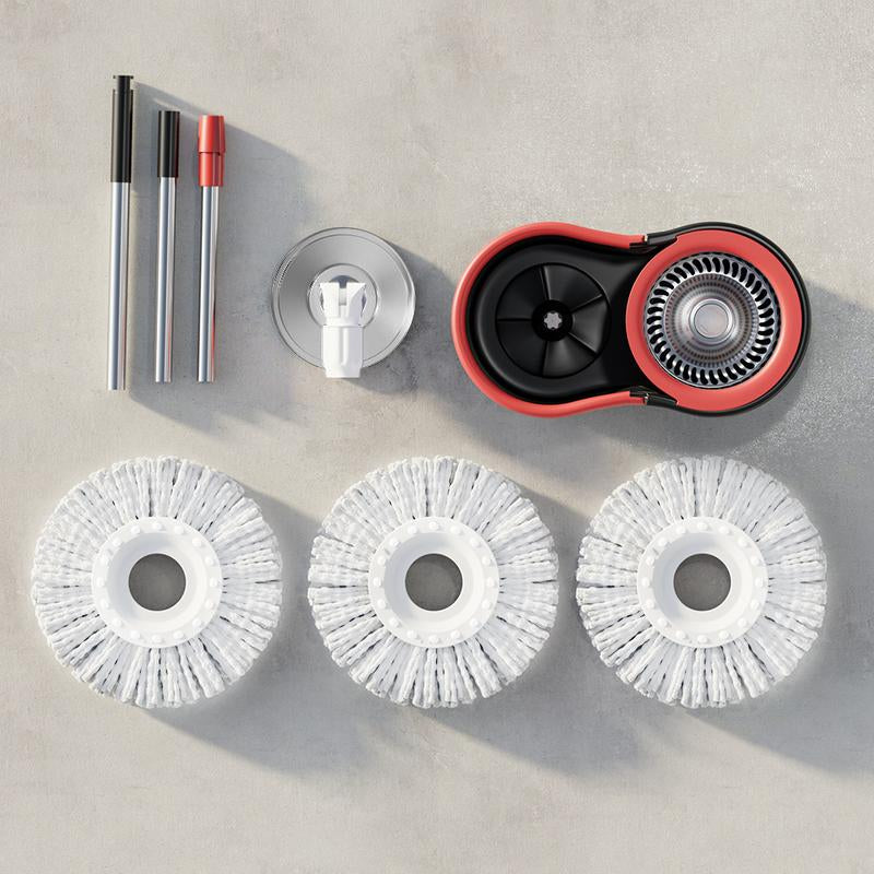 Mop Bucket Set with 360° Spin Mop and Bucket System 3 Microfiber Heads 61In Adjustable Handle for Shop Floor Cleaning