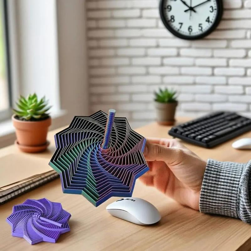 3D Printed Expanded Sensory Fidget Star, New Stress Relief Sensory Whirling Spiral with Handle, Very Satisfying Sight and Sound with Hypnotizing Visual Fidget Toy