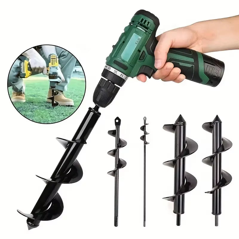 Garden Auger Bits for Planting Hexagonal Shaft Drill Bits Require No Power Solid Steel Auger for Bulb and Bedding Plant Growing