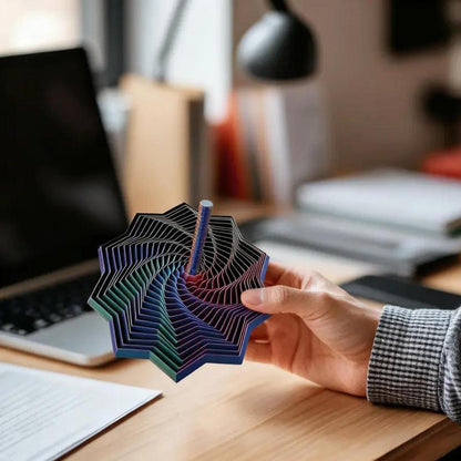 3D Printed Expanded Sensory Fidget Star, New Stress Relief Sensory Whirling Spiral with Handle, Very Satisfying Sight and Sound with Hypnotizing Visual Fidget Toy