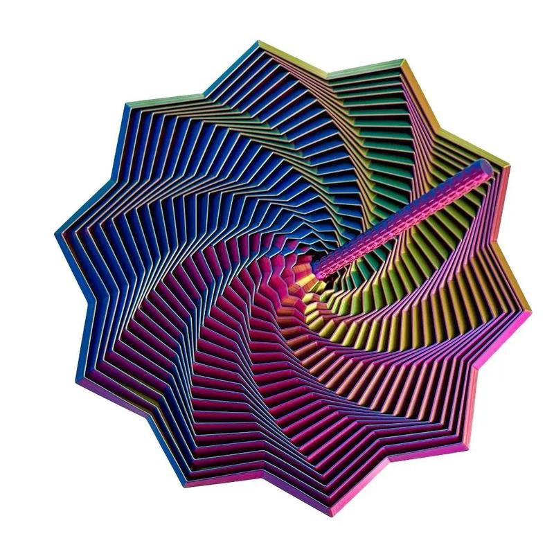 3D Printed Expanded Sensory Fidget Star, New Stress Relief Sensory Whirling Spiral with Handle, Very Satisfying Sight and Sound with Hypnotizing Visual Fidget Toy