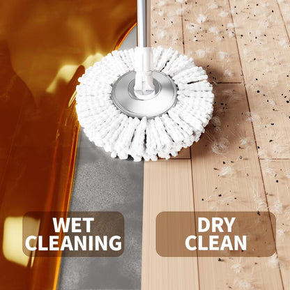 Mop Bucket Set with 360° Spin Mop and Bucket System 3 Microfiber Heads 61In Adjustable Handle for Shop Floor Cleaning