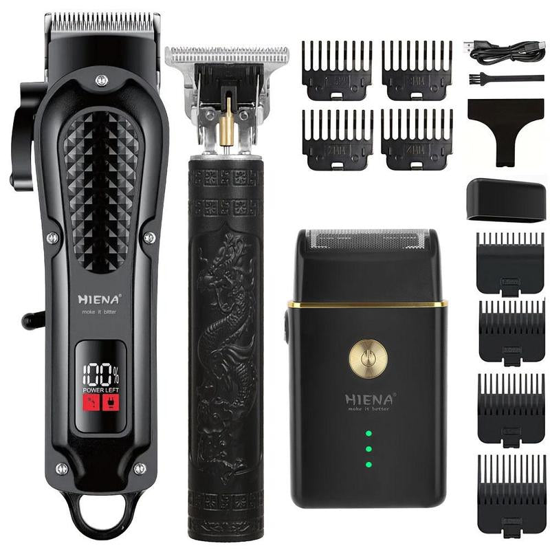 3-Piece Professional Blonde Hair Clipper & Trimmer Kit for Men - Usb-Rechargeable Barber Set Featuring LCD Display, Adjustable Blade Hair Clippers, and Professional Men'S Trimmer