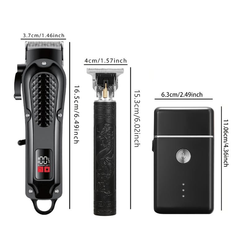 3-Piece Professional Blonde Hair Clipper & Trimmer Kit for Men - Usb-Rechargeable Barber Set Featuring LCD Display, Adjustable Blade Hair Clippers, and Professional Men'S Trimmer