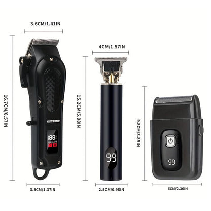 3-Piece Professional Blonde Hair Clipper & Trimmer Kit for Men - Usb-Rechargeable Barber Set Featuring LCD Display, Adjustable Blade Hair Clippers, and Professional Men'S Trimmer