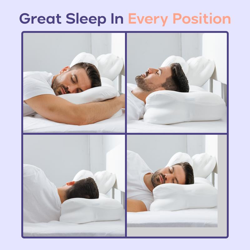 Mellow Sleep Cloudalign Ergonomic Cervical Pillow Dual-Height Memory Foam with Cooling Pillowcase for Side Back & Stomach Sleepers Best Pillow 2025 Awarded