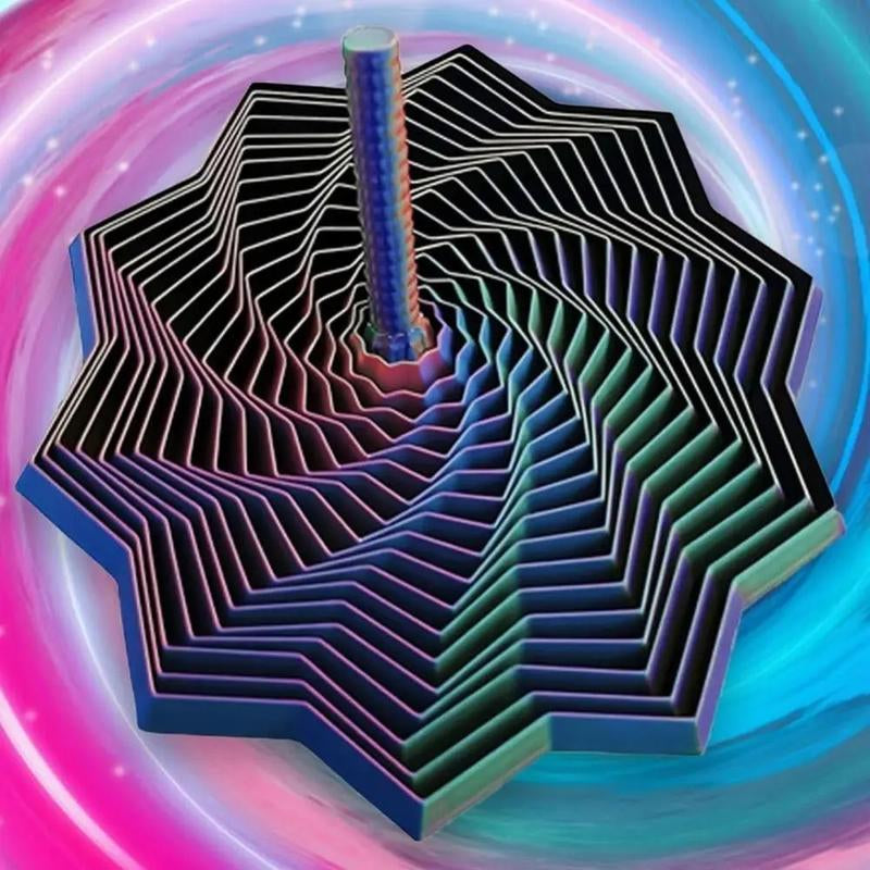 3D Printed Expanded Sensory Fidget Star, New Stress Relief Sensory Whirling Spiral with Handle, Very Satisfying Sight and Sound with Hypnotizing Visual Fidget Toy