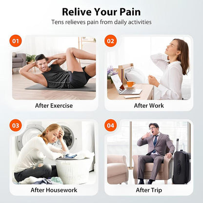 Muscle Massage Unit, 10 Modes Dual Channel, 30 Intensity Levels, Compact Rechargeable Body Massager with 4 Pads