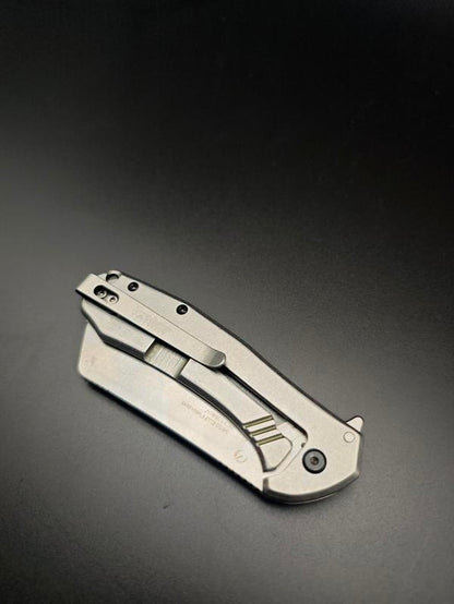 KS 3455 Outdoor Folding Knife, 3.4" Stone Wash Blade, Black G10 Handle, Stainless Steel Frame Lock, Survival Tool for Camping Hiking EDC