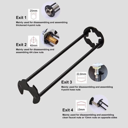 1/2 PCS Plumbers Wrench 7 Sizes Sink Wrench Four-Jaw Hex under Sink Wrench Faucet Tool Multifunctional Steel for Tight Spaces