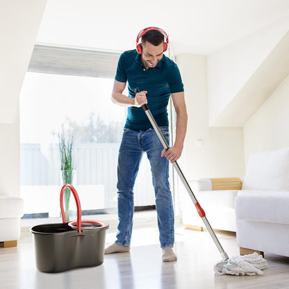 Mop Bucket Set with 360° Spin Mop and Bucket System 3 Microfiber Heads 61In Adjustable Handle for Shop Floor Cleaning