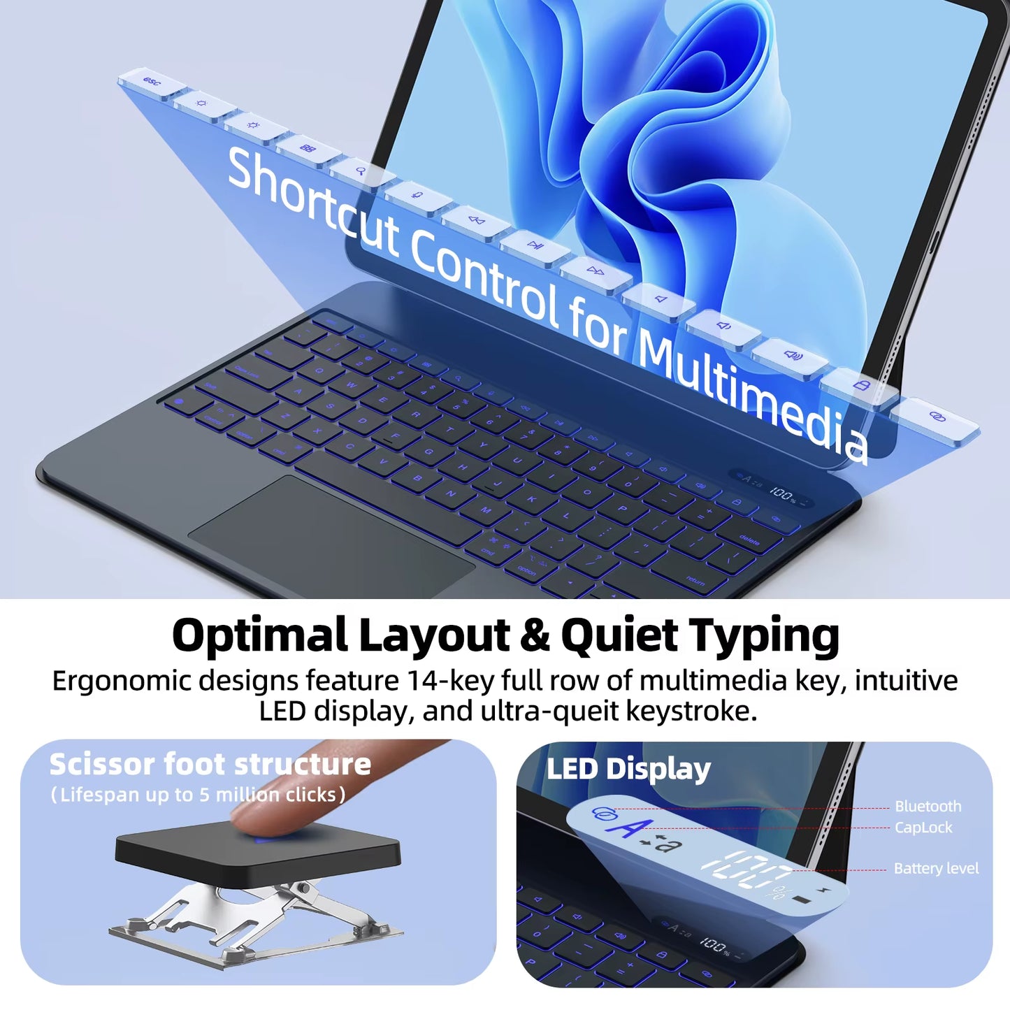 Lightweight Magic Keyboard for Ipad Air 2025 Case for Ipad Air 6 11 2024 Pro 13 Pro 11 2024 for Ipad Pro 12.9 Air 4 5 10.9