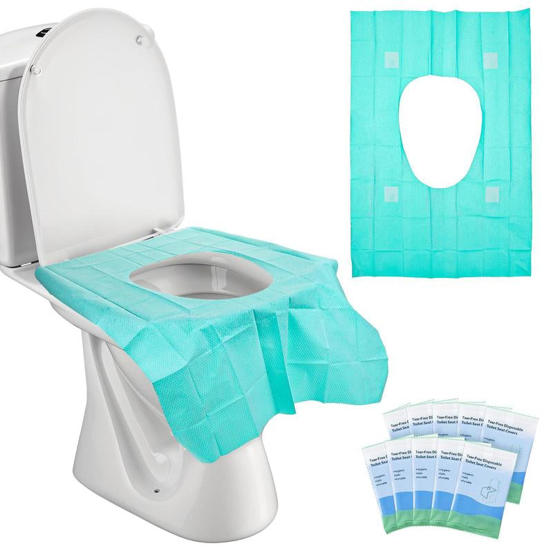 10 Packs Tear-Free Toilet Seat Covers Disposable for Adults and Kids, 16X24 Inch Waterproof Non-Slip Disposable Toilet Seat Cover for Travel, Public Toilet, Outdoors (Individual Package)