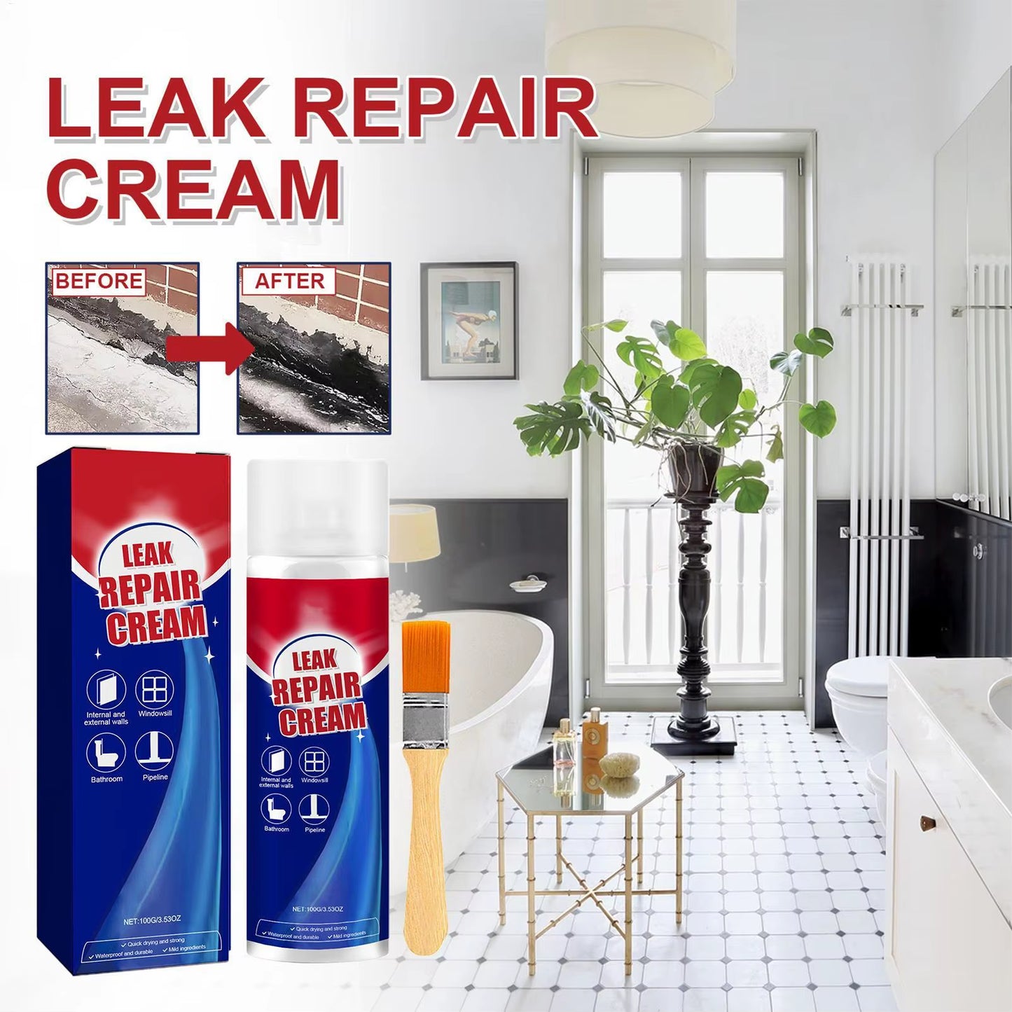 Waterproof Sealant Glue Wall Roof Leak Repair Liquid Set Quick Dry Long Lasting Wall Gap Filler Accessories for Window Frame