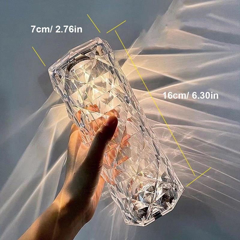 Can Switch 16 Colors Artificial Crystal Table Lamp RGB Color Changing Rose Diamond Design with Remote Control USB Charging Touch Sensor Ambient Lighting