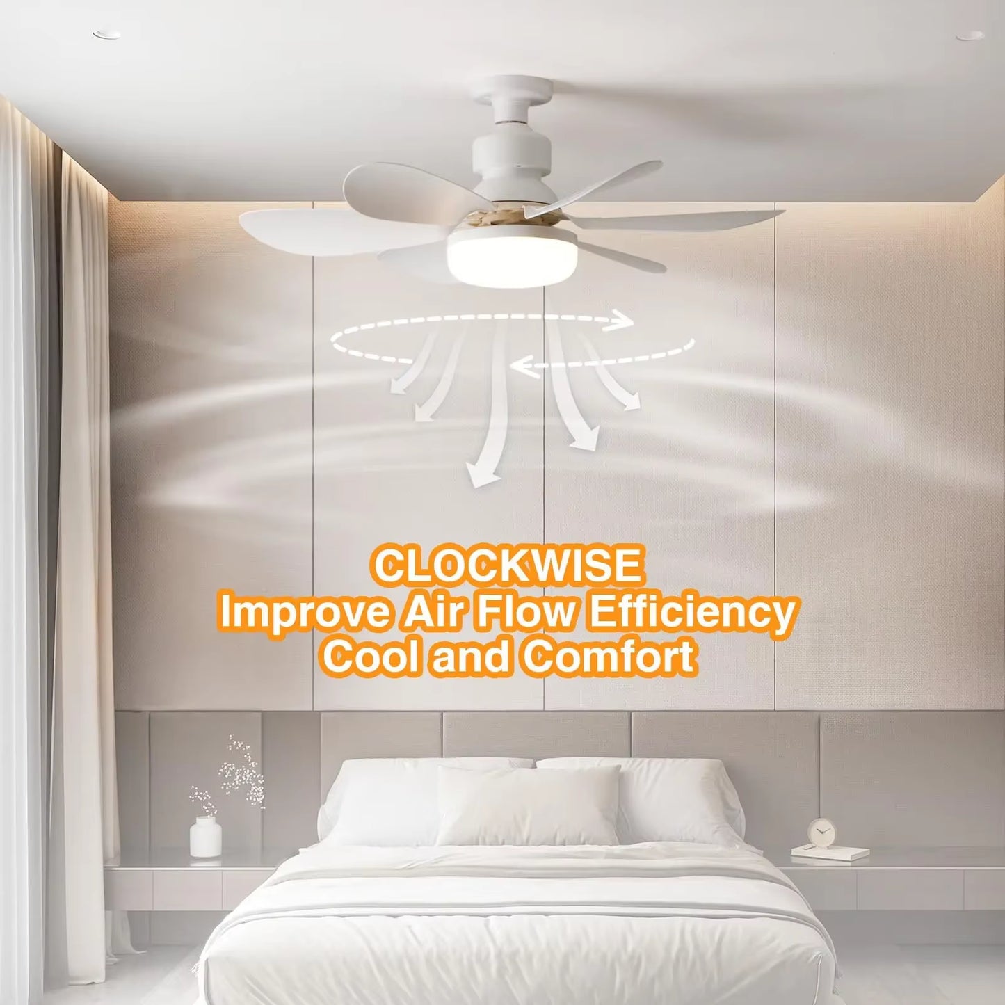 Ceiling Fan Light with Remote Control for Dimming Hanging Mini Ceiling Fans for Bedroom,Indoor，Living Room Colorful Blades
